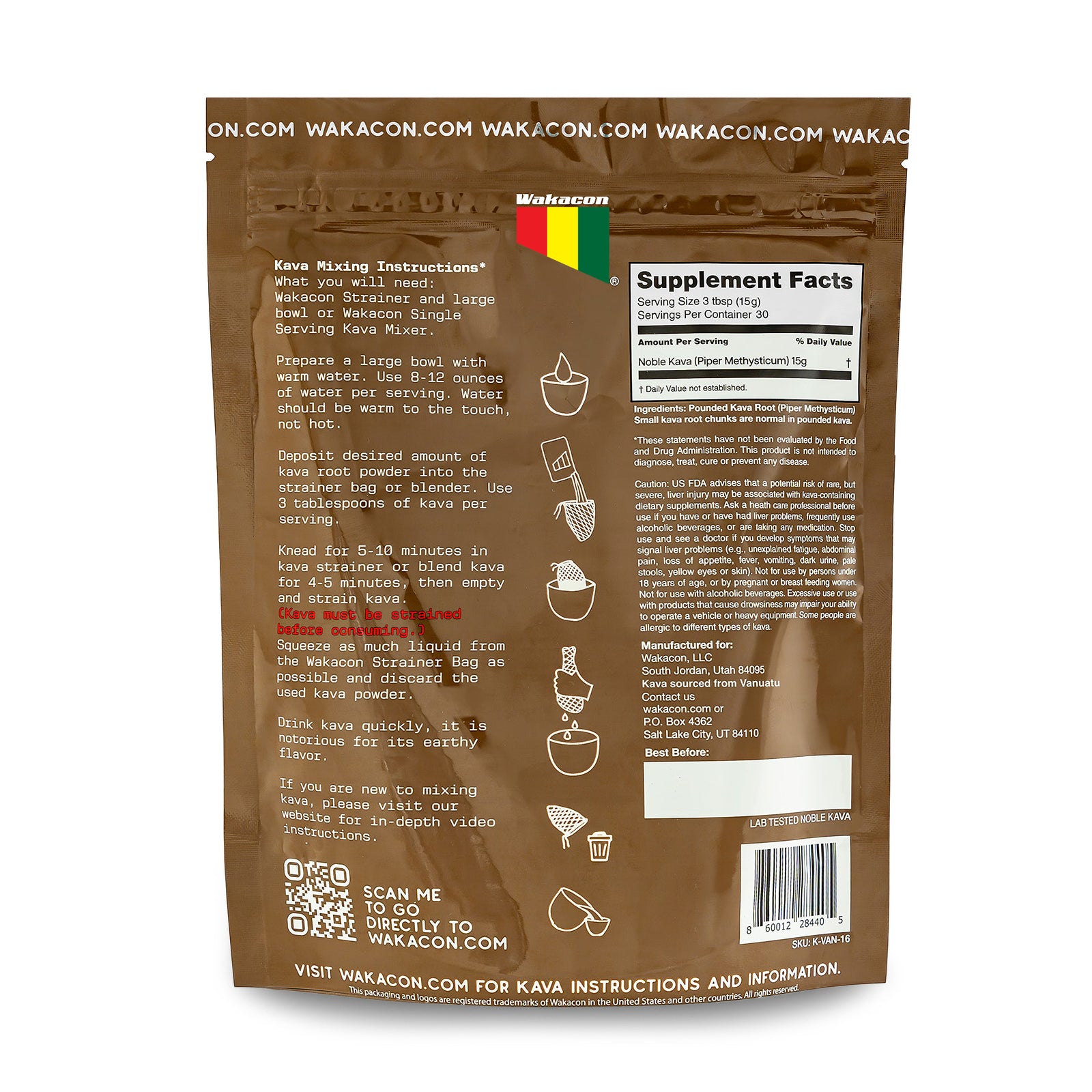 Wakacon Vanuatu Waka Kava Powder – Authentic, Noble Kava Root Powder from Vanuatu – Premium, High Quality, Responsibly Sourced, 16 Oz