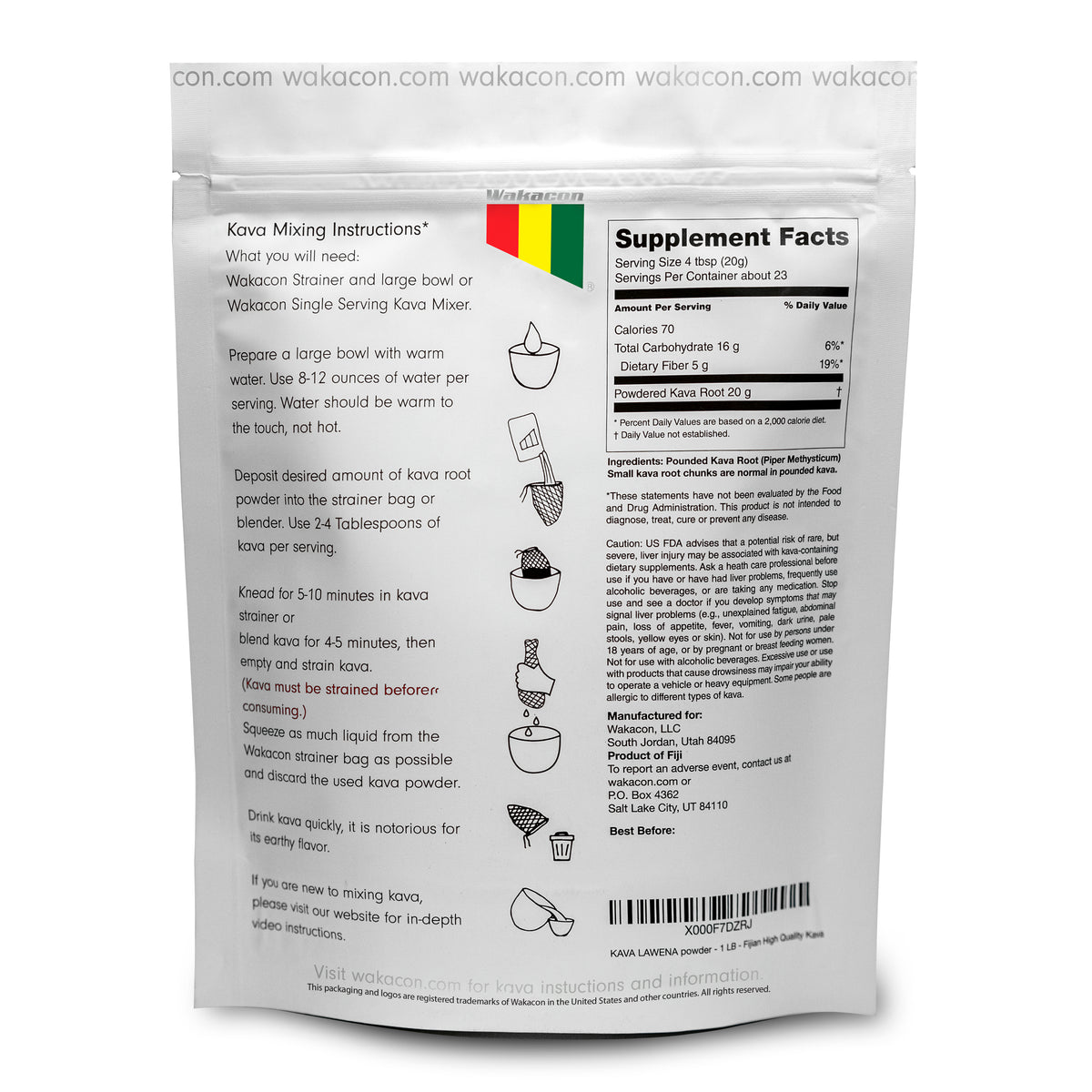 Wakacon Kava Lawena Powder – Authentic, Noble Kava Crown Root Powder from Fiji – Premium, High Quality Responsibly Sourced, 16 Oz