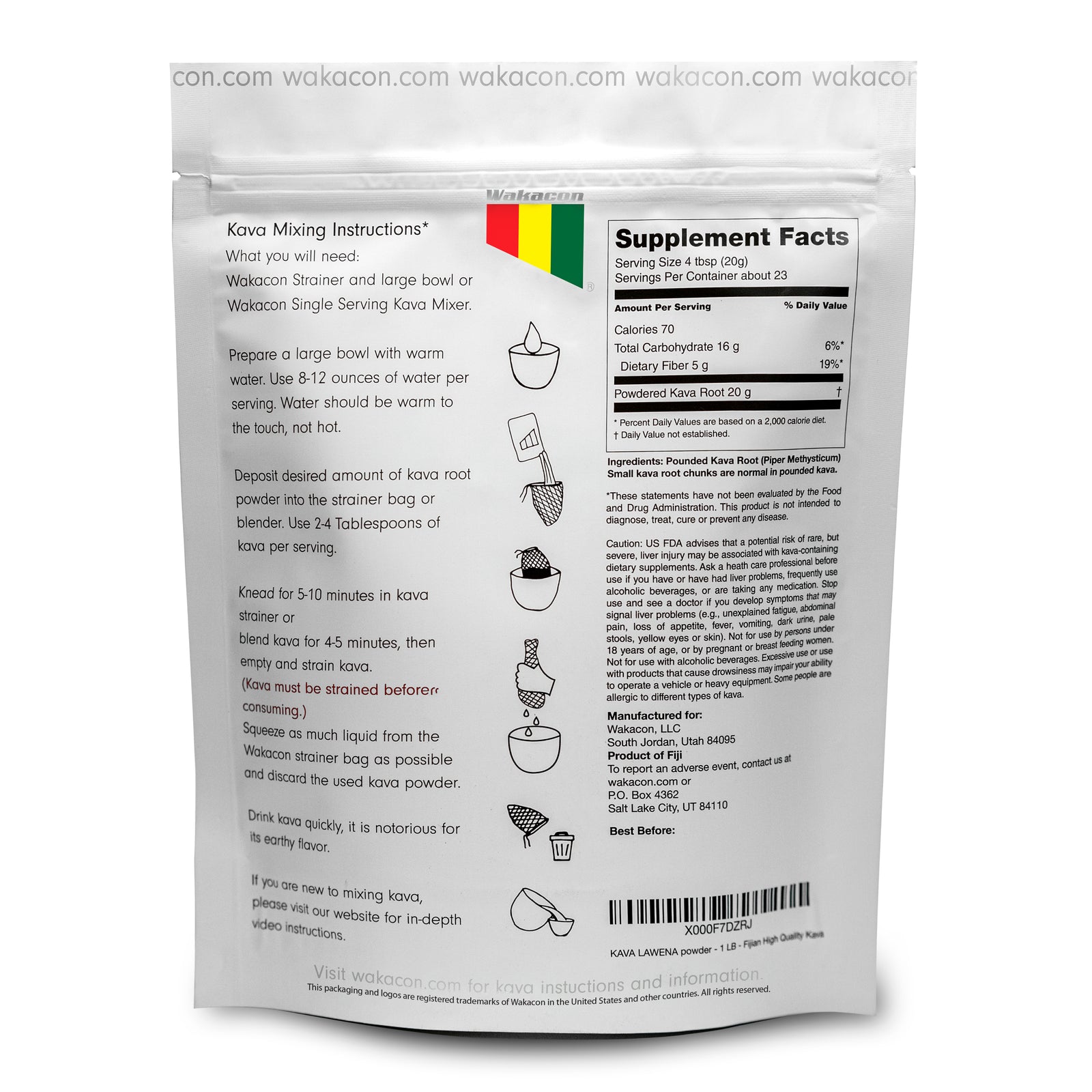 Wakacon Kava Lawena Powder – Authentic, Noble Kava Crown Root Powder from Fiji – Premium, High Quality Responsibly Sourced, 16 Oz